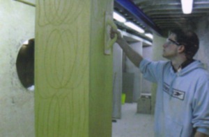 James preparing a pillar for plastering
