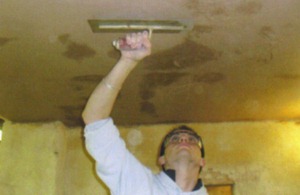 James skimming a ceiling
